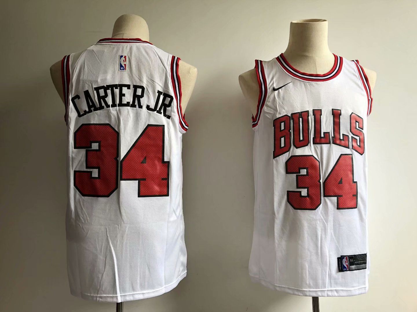 Men Chicago Bulls 34 Carter jr White Game Nike NBA Jerseys